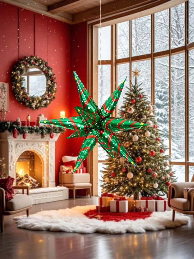 12 قطعة/مجموعة بالونات ألومنيوم على شكل قطرات مياه، بالونات هليوم نجمية انفجارية باللون الأحمر والأخضر، مناسبة لديكور عيد الميلاد والديكور الخارجي وديكور حفلات الأعياد - متعدد الألوان - مشاهدة 4