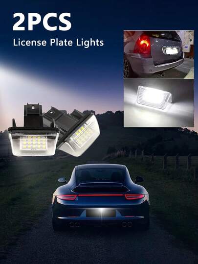 2Pcs LED License Plate Light Compatible With Peugeot 206/207/307/308 Citroen C3-C6 License Plate Light