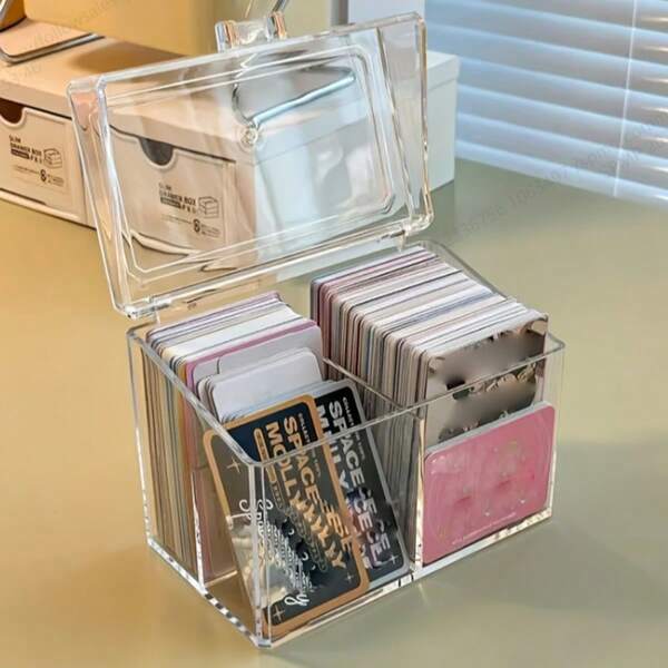 Estuche transparente para tarjetas, joyero, caja de maquillaje, caja con tapa para tarjetas de visita