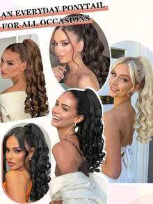 18 Zoll wellige Pferdeschwanz-Haarverlängerung mit Klammer, synthetische Fasern, natürlich weich und flauschig, Pferdeschwanz-Haarteil für täglichen Gebrauch von Frauen