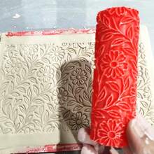 Polymer Clay & Ceramic Texture Rolling Pin, Daisy Meadow Embossing Rolling Pin, Daisy Field - Relief, Embossed Ceramic Texture Roller For Jewelry Making, Compatible With Polymer Clay Texture Sheets And Polymer Clay Cutters - Multicolor - View 2