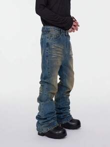 Pantalones vaqueros de mezclilla casuales y de moda para hombres - Bronce - Ver 3