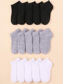 30 双纯色婴儿童踝袜，黑色/灰色/白色短款低帮袜，男女通用返校运动跑步训练袜，柔软舒适的踝袜 - 适合日常穿着、节日生日礼物、万圣节圣诞节礼物 - 彩色 - 查看 5