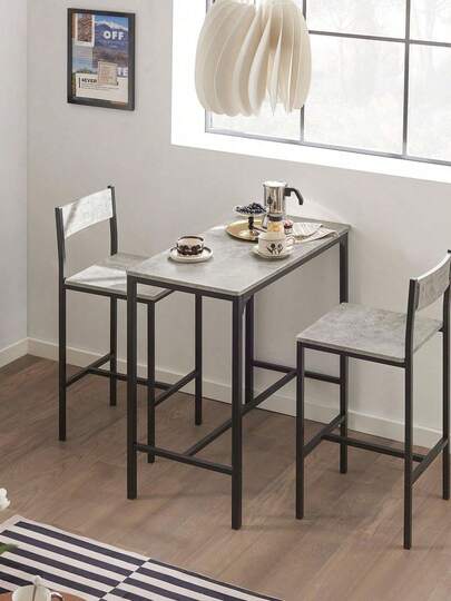 SoBuy OGT03-HG, Bar Set-1 Bar Table And 2 Stools, 3 Pieces Home Kitchen Breakfast Bar Set Furniture Dining Set Bar Table And Stools Set Bar Table And Stools Bar Table With Bar Stools Bar Table Set Dining Table Set Kitchen Table & Chair Sets Breakfast Dining Room Furniture Gray Morden Style Minimal Style Nordic Style