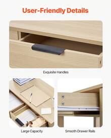 Small Desk With Drawers, Kids Desk For Bedroom, Modern Simple Study Table For Drawing, Reading, Writing, Rectangle MDF Furniture Study Storage Table For Home, Office, Light Wood - Maple - View 5