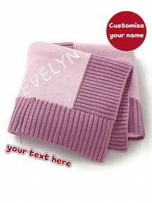 Customizable Embroidered Name Casual Minimalist Children's Knitted Blanket, Baby Blanket, Thick Throw Blanket - Light Pink - View 9
