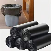 100 piezas Bolsas de basura negras desechables grandes - Bolsas de basura de plástico PE a prueba de fugas y olores, adecuadas para cocina, sala de estar, dormitorio, baño, oficina - Diseño duradero y multifuncional, capacidad de 10 kg, diseño de moda