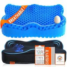 Enlarged 19.7" Gel Seat Cushion, Egg Gel Chair Pads For Wheelchair Pressure Coccyx Sciatica Pain Relief, Cooling Desk Seat Cushion For Kayak, Car, Office Chair Long Sitting[Black]-657741 - 藍色169145275英寸 - 查看 2