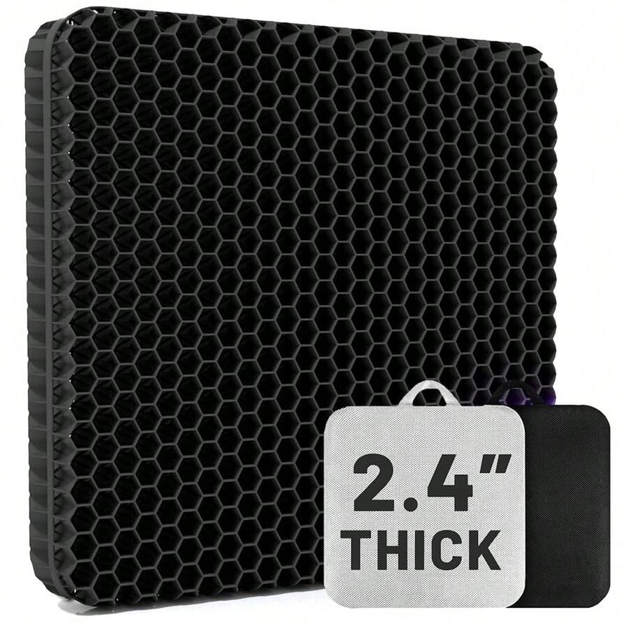 19.7" Gel Seat Cushion, Super Large & Thick Office Chair Cushion For Long Sitting - Back Hip Tailbone Pain Relief Cushion, Egg Seat Cushion Desk Chair Pads For Cars Wheelchair - Fits Up To 350 Lbs-222684 - 黑色XLTHICKEST24 - 查看 1