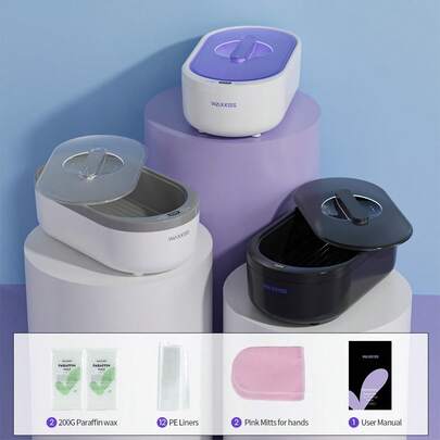 2000ml Large Capacity Beauty Wax/Paraffin Wax/Hair Removal Wax Heater Set With Smart LCD Temperature Display, Suitable For Moisturizing Hands, Feet, Elbows, And Knees. Safe, Hygienic, And Easy To Clean. Includes: 1 Pair Of Thermal Gloves, 12 PE Bags, And 2 Packs Of Paraffin Wax.