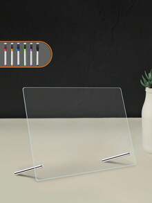 1 pieza Pizarra de mensaje transparente de acrílico (incluye 6 marcadores blancos), pizarra de escritura borrable para notas y exhibición