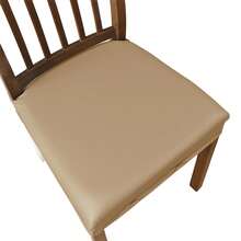 Stretch Dining Chair Seat Covers Soft Waterproof Solid Dining Chair Cover Home Decor - Yellow - View 6