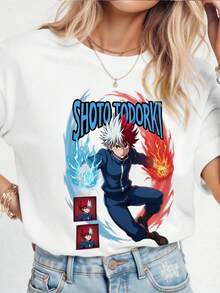 Dabi T Shirt Toya Todoroki Girl Anime Manga Boku No Hero Academia Shirt Gift (2)_568_t1 - 白色 - 查看 1