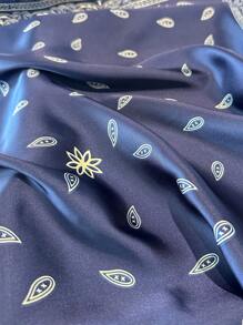1pc Paisley Print Faux Silk Men's Bandana, Versatile Neck Scarf, Headwrap, Accessory - Navy Blue - View 3