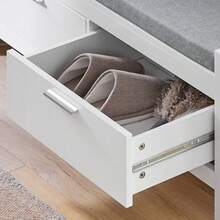 SoBuy FSR74-W, 2 Drawers Shoe Bench Shoe Rack Shoe Cabinet Hallway Storage Bench With Seat Cushion - 白色 - 查看 9