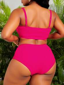 Slaydiva Conjunto de traje de baño de talla grande de unicolor, verano