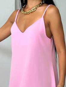 Solid Color Casual Backless Dress, Summer Wedding - Dusty Pink - View 5