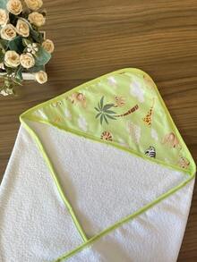 Hooded Polyester Baby Bath Towel Without Lining - Verde - View 2