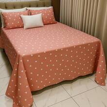 Double Bedspread Piquet Heart Printed Bedspread 3 Pieces - Tea Rose - View 5