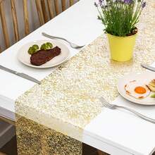 2/6pcs Gold Metallic Mesh Table Runner 11 X 108 Inches, Suitable For Wedding, Party, Home, Banquet, Outdoor, Celebration, Christmas - Multicolor - View 7