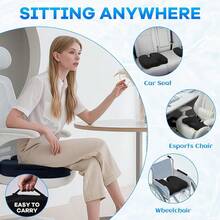 Gel-Infused Seat Cushion & Memory Foam Lumbar Pillow Set,Non-Slip Bottom,Breathable Mesh Cover,Portable Handle - Ergonomic Support For Office Chair Cushion, Car Seat Cushion And Wheelchair,Black-143729 - 彩色 - 查看 6