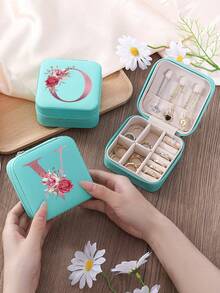 1 件花卉首字母首饰盒、A-Z PU 皮革白色便携式旅行首饰盒、蓝色首饰收纳盒、黑色迷你便携式拉链首饰盒、项链、戒指吊坠、手链、耳环收纳盒、首饰包装盒，适用于母亲的礼物、结婚礼物、伴娘礼物、周年纪念礼物、圣诞礼物和女朋友的精品礼物。 - 彩色 - 查看 8