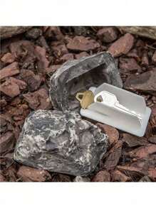 1 Stück kleine simulierte Steinoptik, versteckt den Schlüssel in einem simulierten Felsen/Stein, kann einen Ersatzschlüssel in Standardgröße aufnehmen, geeignet für Landschaften und Höfe, sieht und fühlt sich wie ein echter Stein an - für Gärten oder Außenhöfe