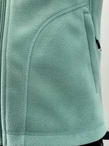 1件装 女士户外徒步登山330克加厚防风抓绒外套，冬季滑雪 - 綠色 - 查看 6