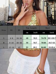 Women's Party Halter Backless Solid Color Sequin Top, Slim Fit Cropped Top - Hồng - Xem 3