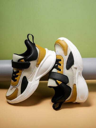 Boys & Girls Breathable Non-Slip Casual Comfortable Fashionable Outdoor Hook And Loop Sports Shoes, Autumn