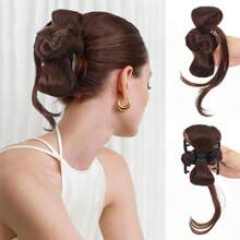 Elegante fermaglio a pinza per extension per chignon da donna, extension per capelli con fiocco sintetico, elegante parrucco in fibra resistente alle alte temperature per donna, facile da usare, senza strumenti necessari, perfetto per stili casual, accessori per capelli per donna - Multicolore - Visualizzare 10
