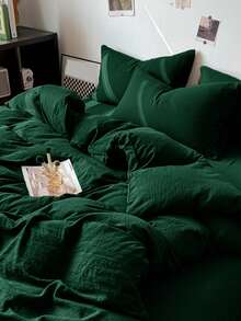 1 个羽绒被套 + 2 个枕套 3 件套，柔软亲肤橄榄绿，可机洗，四季皆宜 - 墨綠色 - 查看 5