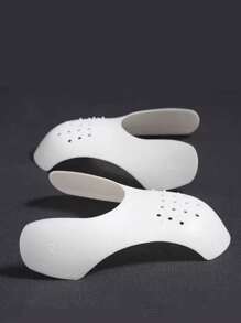 2 件男女通用可调节塑料弹簧鞋撑，具有防变形和抗皱功能，黑色 - 白色 - 查看 2