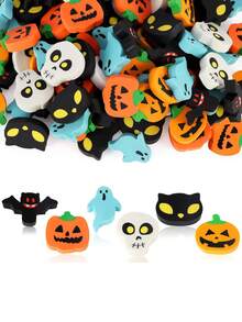 50/100 piezas de gomas de borrar mini de Halloween, gomas de borrar de lápiz con diseños de calabaza, fantasma y murciélago a granel para regalos, recompensas, bolsas de regalo de fiesta de Halloween, decoración de Halloween - Multicolor - Ver 8