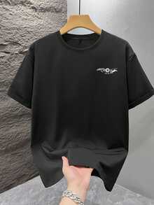 SU ER Men's Fashionable Printed Loose Short Sleeve T-Shirt | Exquisite Design | Summer Essential | Easy To Match, Showcasing Your Style - Black - View 2