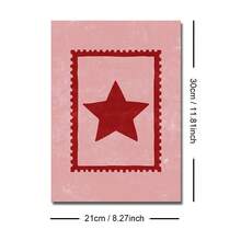 1 pieza Póster vintage con estampado de estrella rosa y roja sin marco, arte de pared en lienzo con estética minimalista y femenina, decoración moderna para dormitorio, apartamento, sala de estar, habitación, hogar