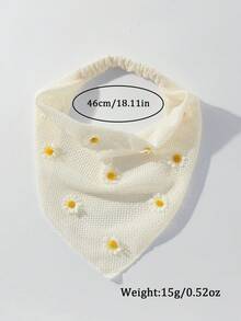 1 件女士时尚原创花卉刺绣荷叶边雏菊装饰头巾，适合日常穿着和度假发饰秋季配饰秋季头巾女士头巾运动吸汗带秋季头带运动头带发带冬季礼物 - 白色雛菊 - 查看 4