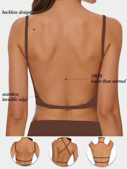 女士无痕露背文胸，无肩带文胸，夏季文胸，婚纱文胸，新娘内衣，3种肩带可选，无缝透气，可调节肩带，轻盈舒适，透气性佳，适合婚礼、正式礼服、吊带裙，A/B罩杯