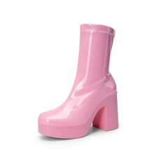 Women's Chunky Platform Ankle Boot High Block Heels Square Toe Lightweight Comfort Party Dress Booties Shoes For Women Women's Chunky Platform Ankle Boot High Block Heels Square Toe Lightweight Comfort Party Dress Booties Shoes For Women - 粉色 - 查看 10