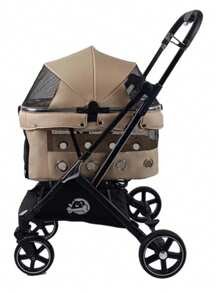 4-Wheel Foldable Pet Stroller With Removable Washable Fabric & Shock-Absorbing Wheels – Spacious Multi-Pet Carrier For Small/Medium Dogs/Cats, Includes Storage Basket & Easy One-Click Fold (Ideal For European Travel)Dog Stroller Cat Stroller Pet Stroller Dog Strollers For Dogs - Grey - View 15