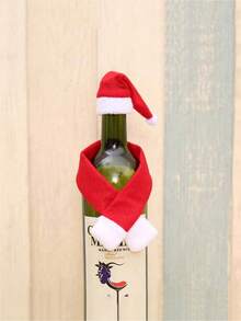 2pcs Christmas Wine Bottle Decoration Hats, Party Wine Bottle Hat Scarf, Christmas Wine Bottle Covers