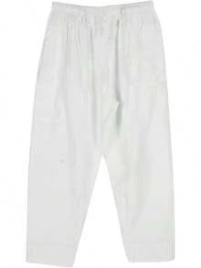 GLOGLOW Men's Prayer Pants, Breathable Polyester Cotton Loose Fit Elastic Waistband Afghan Pajama Trousers For Muslim Prayer Home Travel Casual Wear (L) White - 白色 - 查看 3