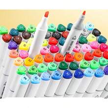 Kit 12/24 /36/48 Cores Caneta Em Gel Marcadores Com Ponta Dupla/Pintura De Arte/Aquarela/Material Escolar/Escritório - 12 cores/conjunto - Visão 3