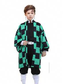 CLOAK, KIMONO, TANGIRO, CAPE, COSPLAY, UNISEX, EXCELLENT QUALITY MATERIAL - 綠色 - 查看 4