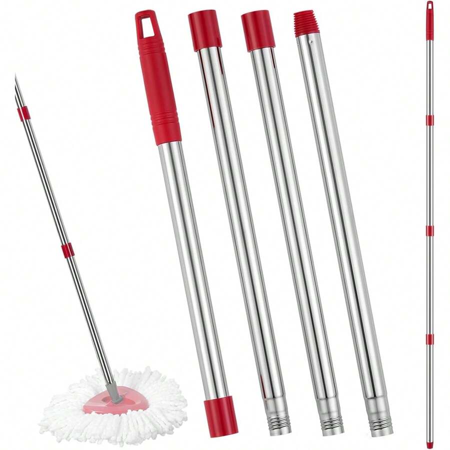 Spin Mop Replacement Handle Compatible With O Cedar Mop Replace Head Base, 4-Section 2.5-To-5 Foot Mop Stick, Germany Screw (Mop Base&Refill Not Included)