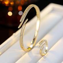 2 件/套简约时尚女士锆石戒指和手链首饰套装，适合派对 - 手鐲戒指套裝 - 查看 19