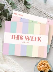 1 pieza Calendario semanal A4, Lista de tareas de fin de semana, Cuaderno planificador diario y semanal, Libreta de lista de tareas pendientes, Adecuado para trabajo y estudio, 52 páginas, Útiles escolares de vuelta al cole