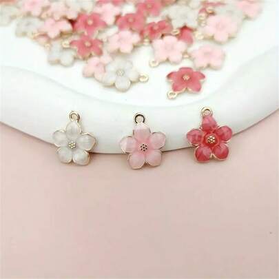 30/60 st. trefärgade blandade emaljhängen med körsbärsblomsoljedropp - gör-det-själv-smycken i zinklegering, lämpliga för armband, halsband och örhängen