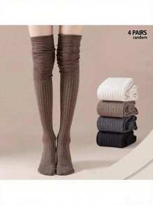 1/2/4 Pairs Over-The-Knee Socks For Women, Long Thigh High Stockings For Spring, Summer, Autumn, Winter, Maternity, Non-Slip