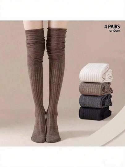 1/2/4 Pairs Over-The-Knee Socks For Women, Long Thigh High Stockings For Spring, Summer, Autumn, Winter, Maternity, Non-Slip